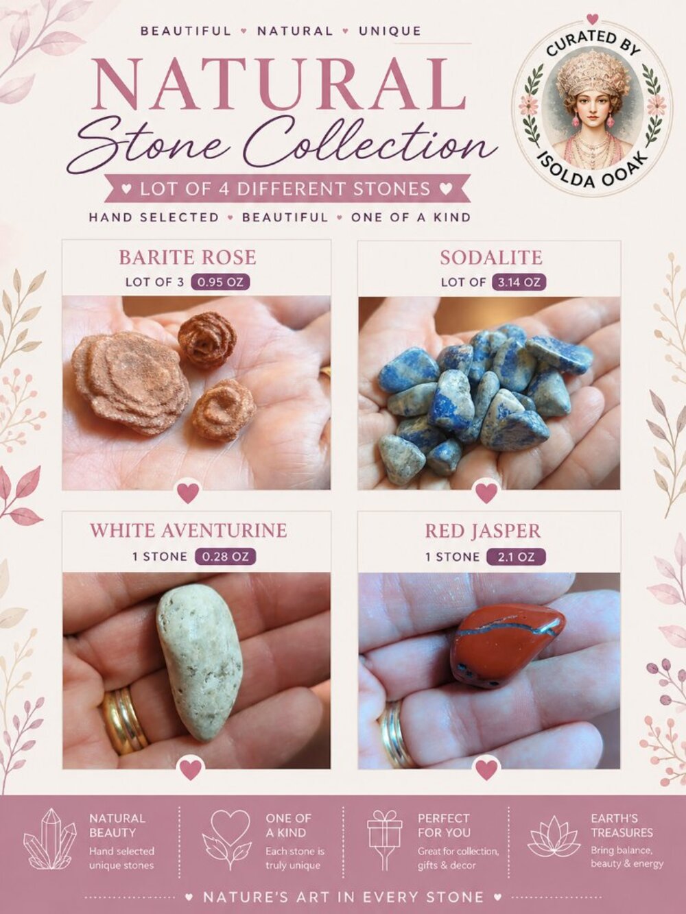 Natural Crystal Stone Lot • Sodalite • Jasper •  Aventurine • Barite